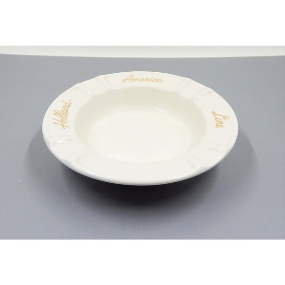 Holland America Line Porcelain Ashtray Dish Royal Sphinx Maastricht Cream Gold - Picture 2 of 8